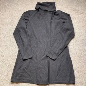 Melanie Lyne Grey Wool Blend Asymmetrical Wrap Turtleneck Tunic Sweater Large